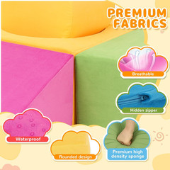 Toddler Climbing Toys Indoor, 7-Piece Colourful Foam Climbing Blocks, Soft Play