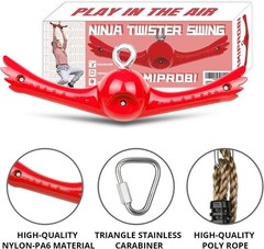 Ninja-Twister Swing Spins Set: Slackline Attachments – 360° Handle Twist-Spin Fl