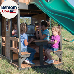 Canyon Creek Cedar Wood Swing Set with Wave Slide, Clubhouse, Play Kitchen, Picn