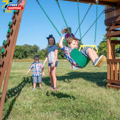 Backyard Discovery Woodridge Elite Cedar Wood Swing Set with Wave Slide Clubhous