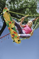 250Lb Wooden Prism Skateboard Swing Foam Top Poly Rope Outdoor Yard Kids Playset