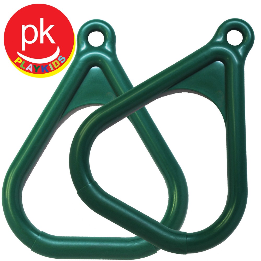 Trapeze Ring Bar Swing set Play playground Backyard Jungle Gym Hand Grip 2 Green