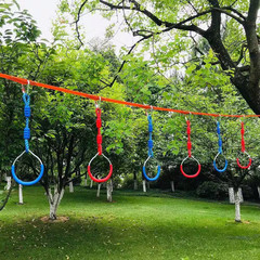 2-Pack Ninja Rings Obstacle Course Swing Set, Red Plastic Rings with Carabiner,