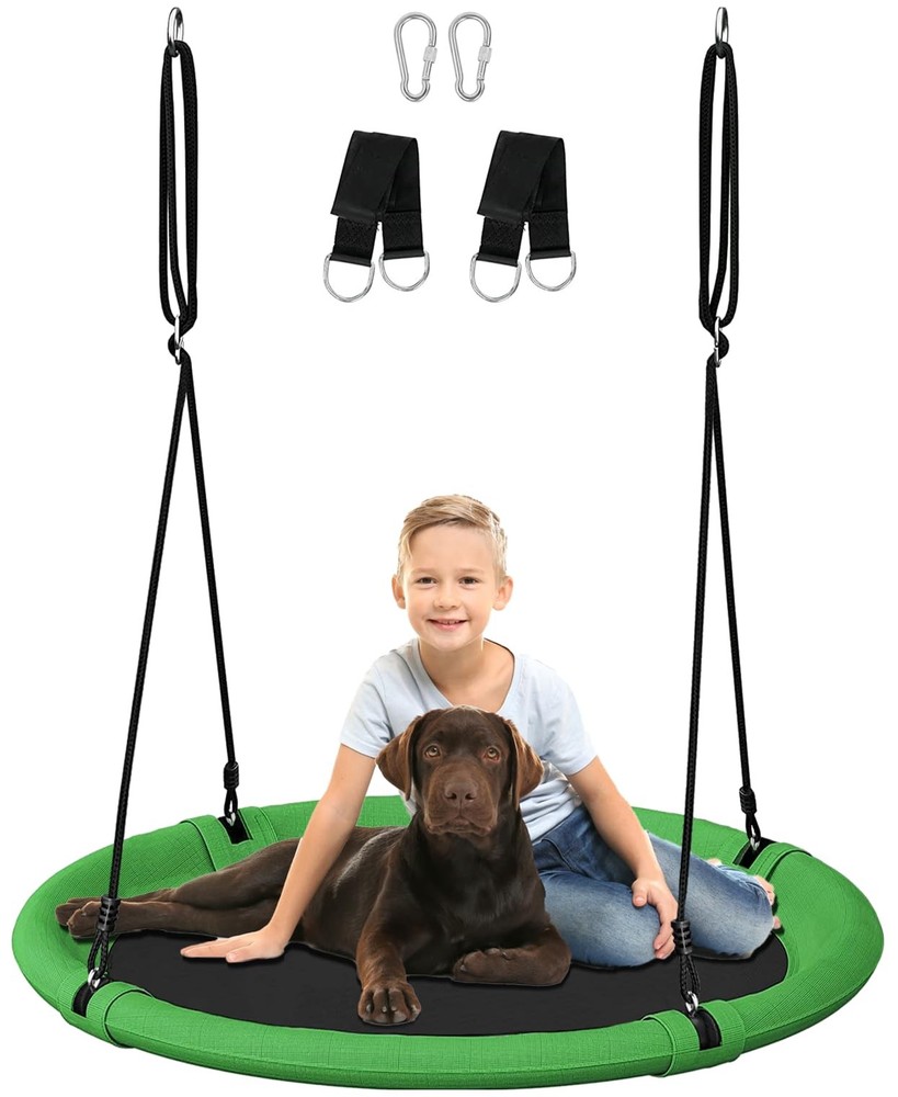 40 Inch Diameter Saucer Tree Swing Set for Kids & Adults, Adjustable Flying S…