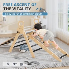 Pikler Triangle Set, Toddler Climbing Toys Indoor, 10-in-1 Grey Twilight