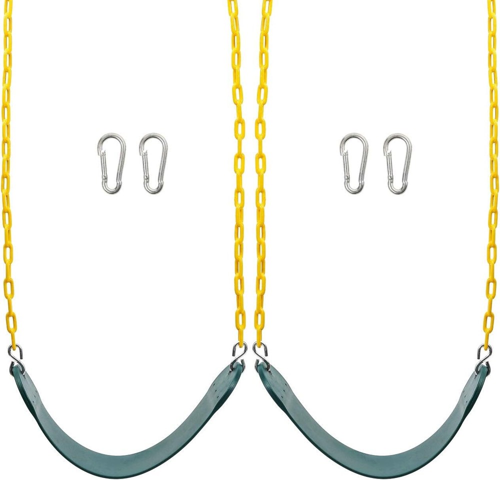 Sunnyglade 2PCS Swings Seats Heavy Duty with 66″ Chain, Playground Green