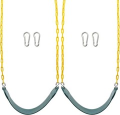 Sunnyglade 2PCS Swings Seats Heavy Duty with 66″ Chain, Playground Green