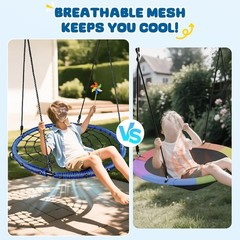 NEW 40in Spider Web Saucer Tree Swing 750LB Outdoor Net Swing Blue