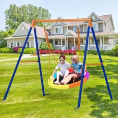 Pre-Owned Saucer Swing with Stand Kids Outdoor Heavy-Duty Metal Frame Backyard