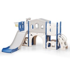8 in 1 Toddler Slide Set, Kid Slide with Basketball & Telescope, Indoor Playset