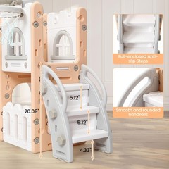 8 in 1 Toddler Slide Set, Kids Slide with Basketball Hoop, Telescope, Steering