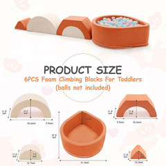 Toddlers Climbing Toys with Ball Pit, 6-Piece Baby Foam Climbing Blocks with Bal