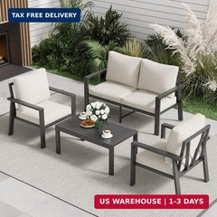 4-Piece Aluminum Outdoor Patio Furniture Sets All-Weather Patio Conversation Set