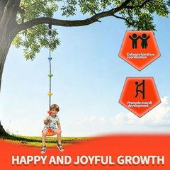 Tree Swing for Kids,disc Swing,Climbing Rope Tree Kids Swing with Orange