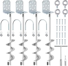 Swing Set Anchors 20″ – Heavy Duty Ground Anchors Screw in with L-Brackets & Dri
