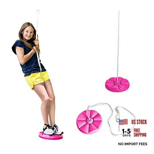 Heavy Duty Disc Tree Swing with Rope for Outdoor Play – Easy DIY Addition Pink