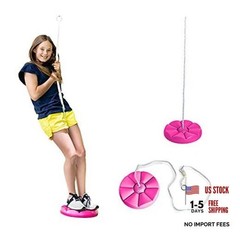 Heavy Duty Disc Tree Swing with Rope for Outdoor Play – Easy DIY Addition Pink