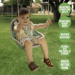 Sweeng Child Swing with Ease Z Adjust Harness Straps, Collapsible Teal Green