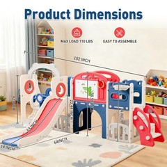 12 in 1 Toddler Slide and Swing Set, Toddlers 1-3,Kids Playset for Toddlers