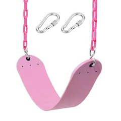 Pink Playground Swing Seat, Heavy Duty Chain Plastic Coated, Birthday Gift Set
