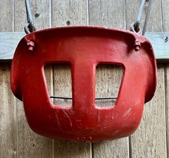 Vintage Early 1900’s Red Metal Gametime Swing Seat w/ Original Chains and Hooks