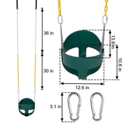 High Back Full Bucket Swing Seat Swing Set with 66 in Coated Chain,2PCS Snap …