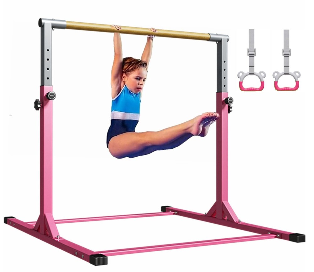 Gymnastic Kip Bar for Kids Training Horizontal Bars for Home Ages 3-15 Adjust…