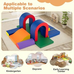 10-Piece Foam Climbing Blocks Soft PU Leather Play Gym for Crawling and Sliding