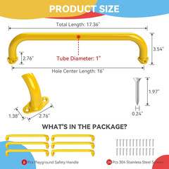 17.3 Inch Safety Playground Handles Metal Indoor Outdoor Climbing Monkey Bars Sw
