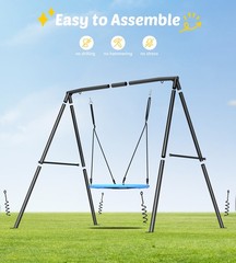 440lbs Metal Swing Set Heavy Duty Playset Kids Children Backyard Saucer Swingset