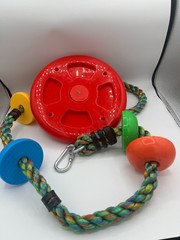 Kids Tree Swing – Single Disc Seat with Rainbow Climbing Rope