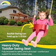 Heavy-Duty High Back Full Bucket Toddler Swing Seat | Coated Chains Fully Red