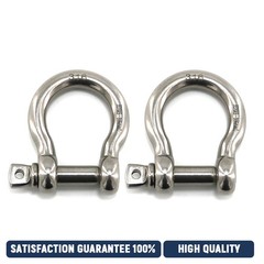 6Pcs 3/8” Bow Shackle Marine Grade 316 Stainless Steel Anchor Shackle D Ring