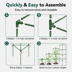 Halatool 6 Pack 60 inch Tomato Cages Adjustable Metal