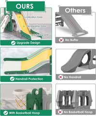 7 in 1 Toddler Slide, L-Shaped Baby Slide for Toddlers Age 1-3 with Basketball H