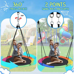 43 In. Saucer Swing with Textilene Fabric Seat, Waterproof Uv-Resistant, 360° Sw