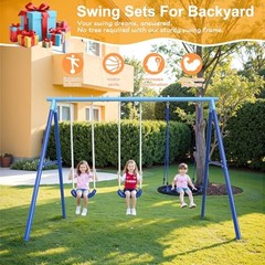 Heavy Duty Swing Set for Kids Ages 3-8 – 600 lbs Capacity Outdoor Metal A