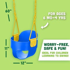 Deluxe High Back Full Bucket Toddler Swing – Safe Chain & Pinch Protection – Blu