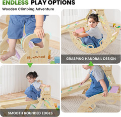 Pikler Triangle Set 7In1 Foldable Baby Climbing Toys Wooden Montessori Climbing
