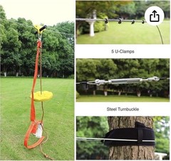 Zipline Kits for Backyard, 140FT Zip Lines Kit 350LB Kids Toys Play Set, Adu…