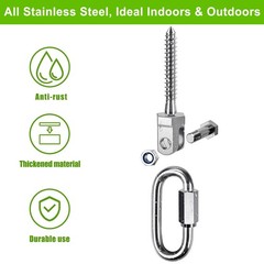 Heavy Duty 304 Stainless Steel Swing Hangers Set of 6, 180° Rotation Porch Sw…