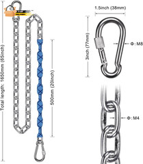 2Pcs 65″ Stainless Steel Swing Chains with 4 Quick Connection Buckles