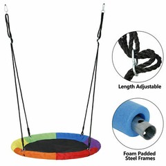 40″ Round Saucer Tree Swing Kids Waterproof for Backyard Playground Park Rainbow
