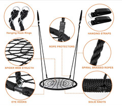 SUPER DEAL 40″ Spider Web Tree Swing with 71″ Rope, 660 lb Capacity