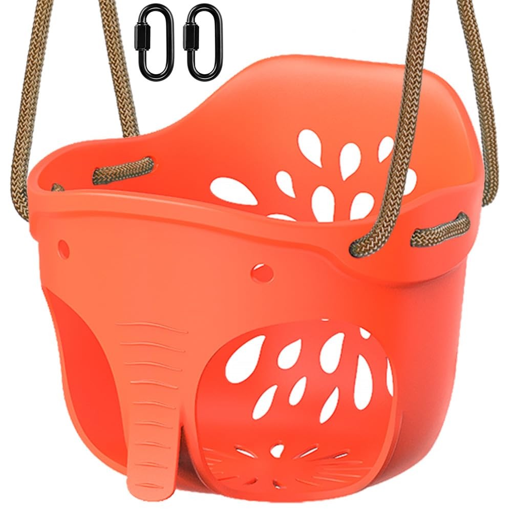 High Back Full Bucket Toddler Swing Seat with Adjustable Rope and Carabiners,…