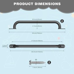 30 Inch Metal Safety Handles, Playground Ladder Handle, D: Black-30 Inch-2pcs