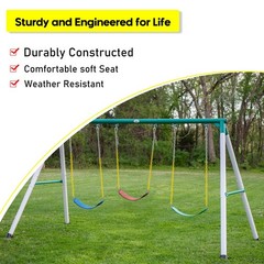 Heavy Duty Swing Seat for , Jungle Gym Swing Playground with Plastic Coated C…