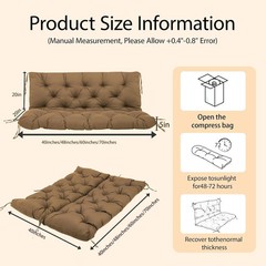 Porch Swing Cushions 60×40 Inch, 5″ Extra Thick Waterproof Outdoor Swing Seat Cu