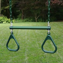 18″ Trapeze Bar Assembly with Rings, Green Bar, Rings, 36.5″ Plastisol Coated Ch