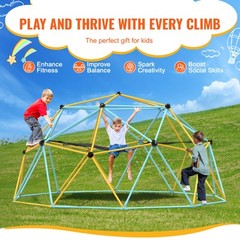 10FT Climbing Dome Geometric Dome Climber with Hammock Swing Jungle Gym